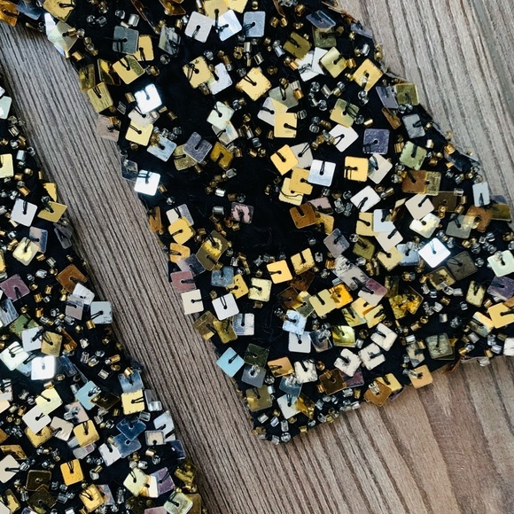 100% silk Sequin Embellished Jacket - Black and Gold - Picture 6 of 9